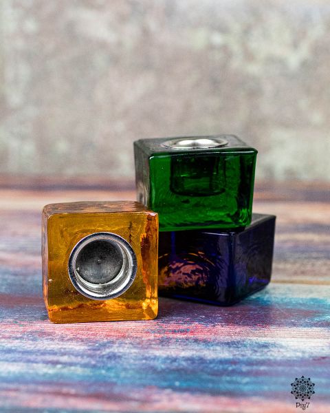 Kerzenhalter Kubus | recyceltes Glas - div. Farben
