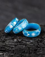Emaille Ring | Hellblau - weiß
