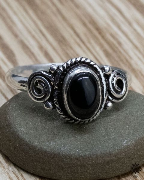 Ring Fara silber | Obsidian