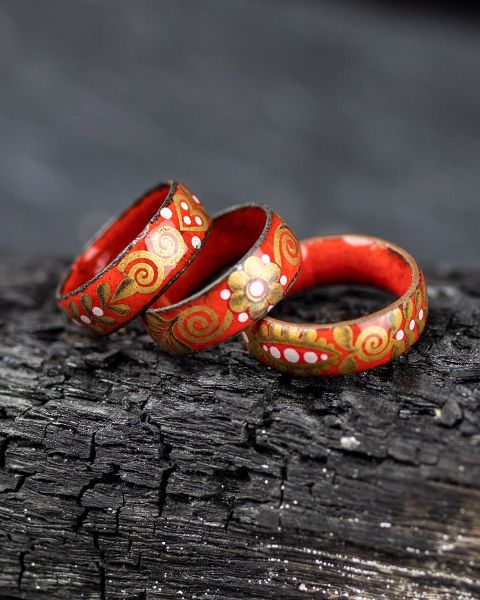 Emaille Ring | Rot - gold