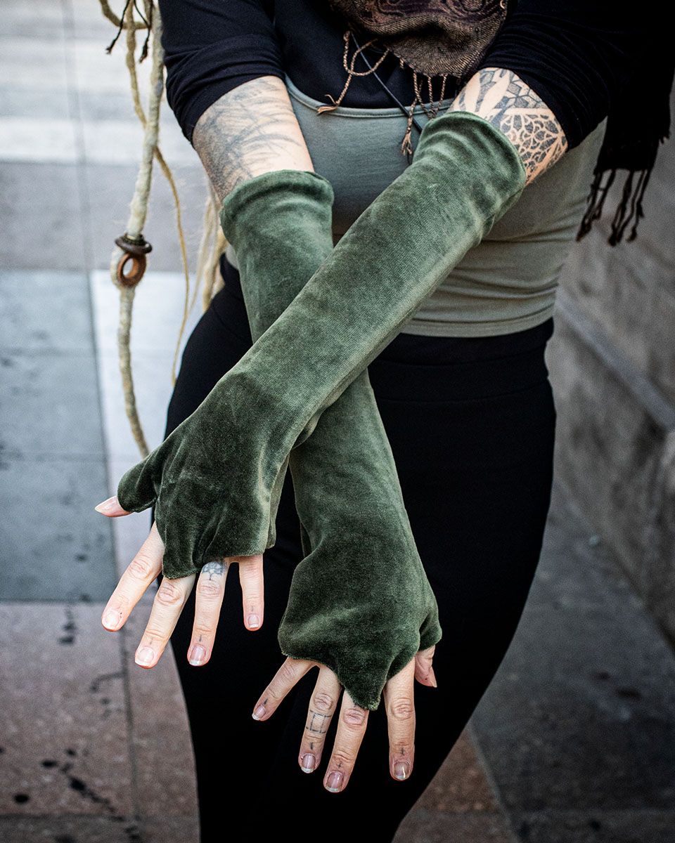 Samt Armstulpen - Handstulpen | Aurelie - olive