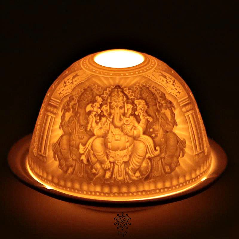 Lichtkuppel | Porzellan Teelicht - Ganesh