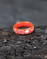 Emaille Ring | Rot - weiß