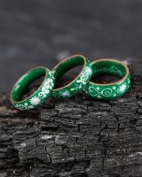 Emaille Ring | Grün - weiß