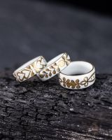 Emaille Ring | Weiß - gold